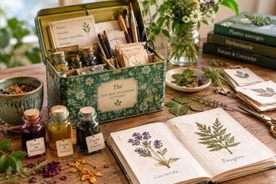 Comment transformer une boîte à thé en mini atelier botanique pour créer un herbier et des encres naturelles