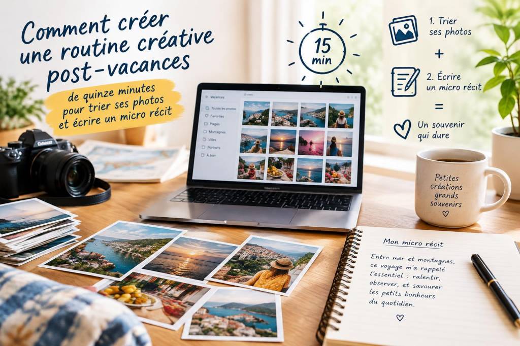 Comment créer une routine créative post‑vacances de quinze minutes pour trier ses photos et écrire un micro récit
